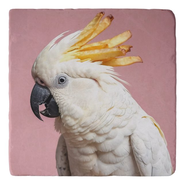 Funny Cockatoo With French Fries Crest Trivet (Front)