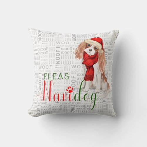 Funny Cocker Spaniel Dog Watercolor Christmas Throw Pillow