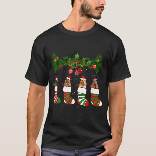 Funny Cocker Spaniel In Socks Christmas Dog Lovers T_Shirt