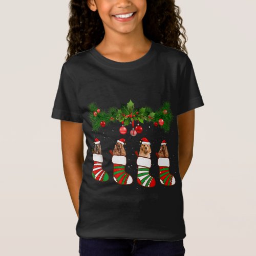 Funny Cocker Spaniel In Socks Christmas Dog Lovers T_Shirt