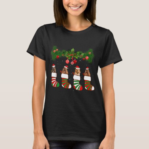 Funny Cocker Spaniel In Socks Christmas Dog Lovers T_Shirt
