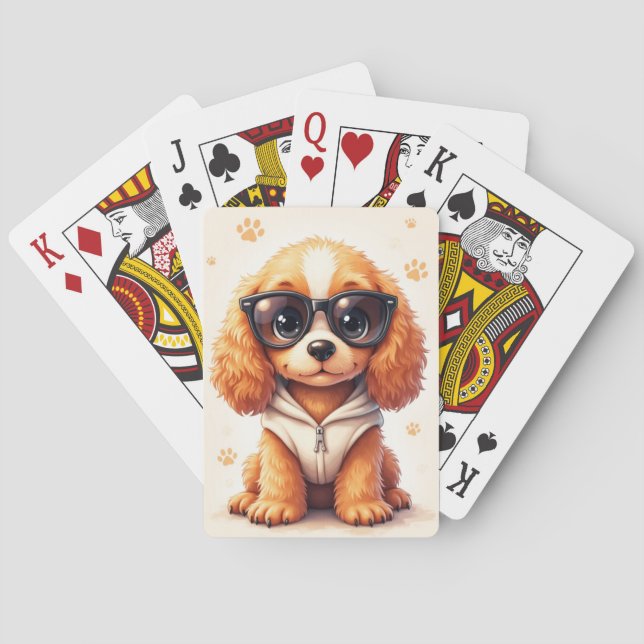 Funny Cocker Spaniel Kawaii Dog Poker Cards (Back)