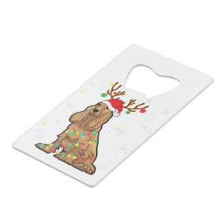 Funny Cocker Spaniel Reindeer Christmas Dog Credit Card Bottle Opener