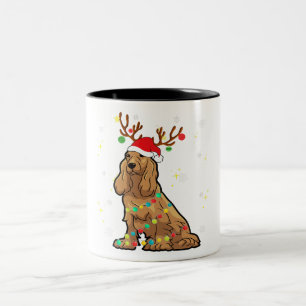 Funny Cocker Spaniel Reindeer Christmas Dog Two-Tone Coffee Mug