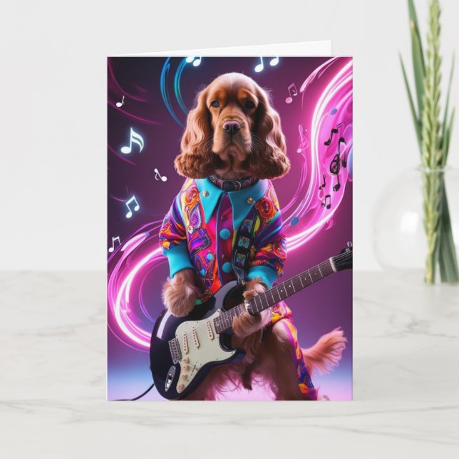 Funny Cocker Spaniel Rock Star Card (Front)