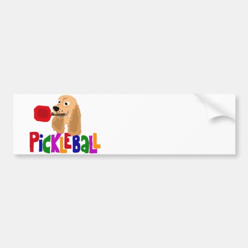 Funny Cocker Spaniel with Pickleball Paddle Bumper Sticker