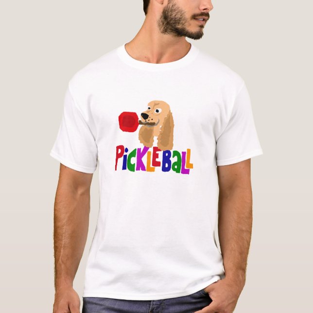 Funny Cocker Spaniel with Pickleball Paddle T-Shirt (Front)