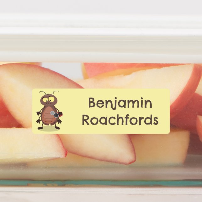 Funny cockroach cartoon character personalized labels (Affixed)