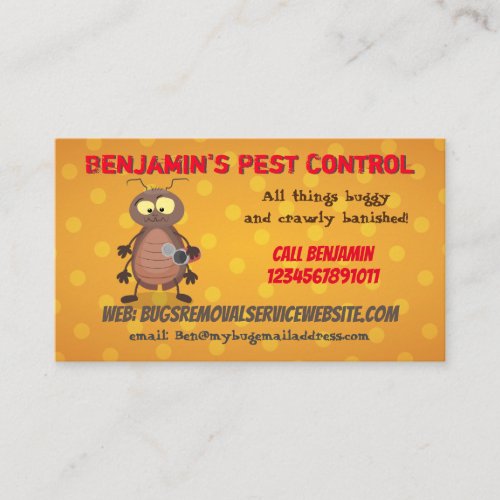 Funny cockroach insect pest control business business card