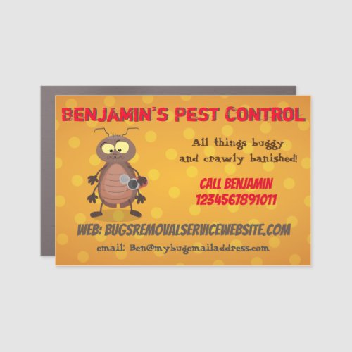 Funny cockroach insect pest control business car magnet