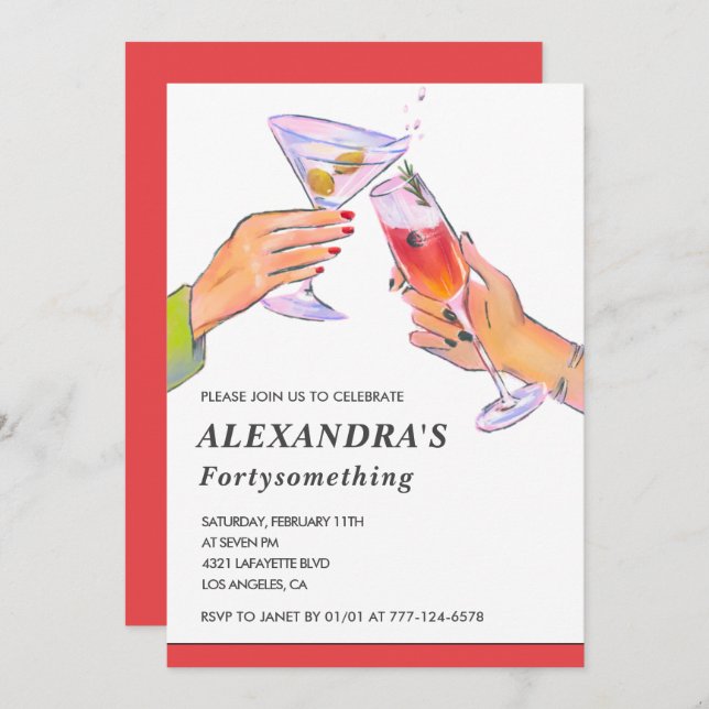 Funny Cocktail Champagne 49th birthday Party Invitation (Front/Back)