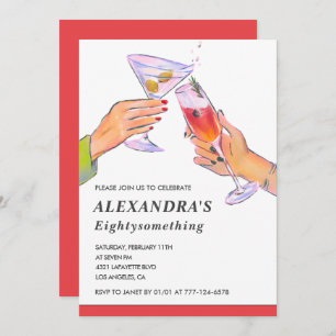 Funny Cocktail Champagne 84th birthday Party Invitation
