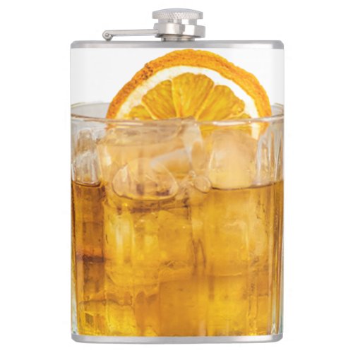 Funny Cocktail on Ice Optical Illusion Whiskey Flask