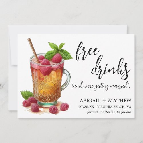 Funny Cocktail Raspberry Trendy Photo Wedding Save The Date