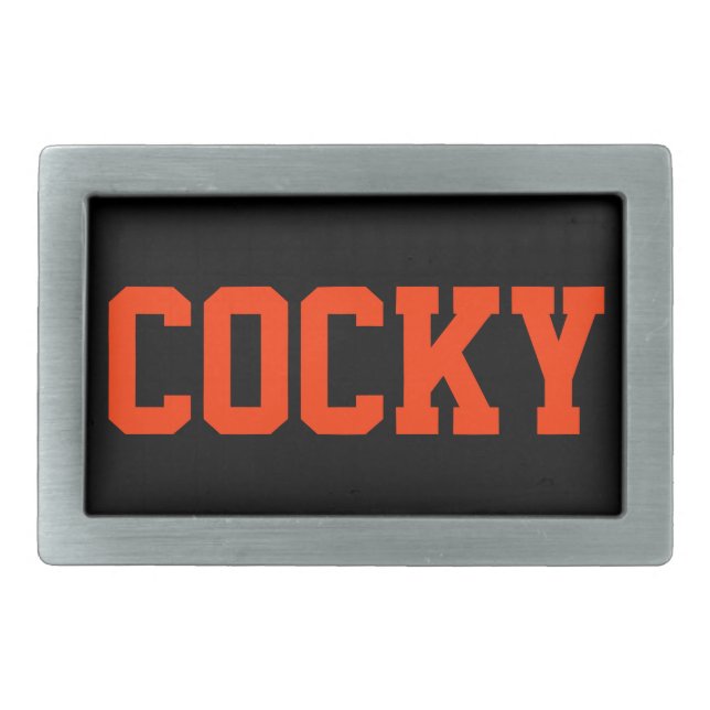 funny cocky buckle rectangular belt buckle (Front)