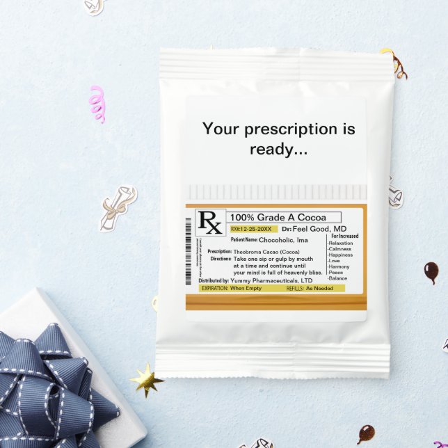 Funny Cocoa Prescription Get Well Hot Chocolate Drink Mix (Packets)