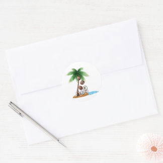 Funny Coconut Chaos – Humorous Palm Tree Classic Round Sticker
