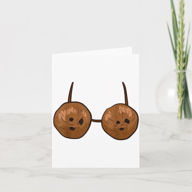 Funny Coconut Summer Coconuts Bra Funny Halloween  Card (Front)