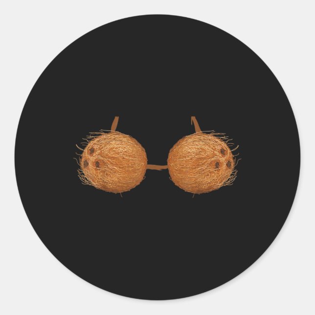 Funny Coconuts Summer Coconut Bra Halloween Costum Classic Round Sticker (Front)