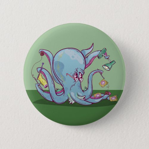 Funny coctopus crocheting button