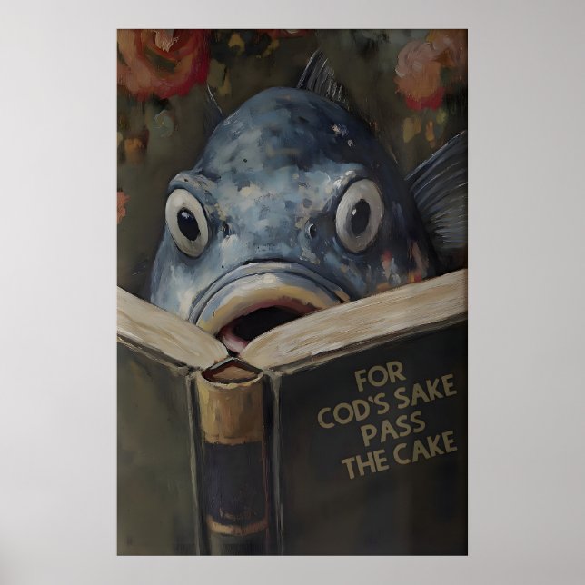 Funny Cod Reading Book Titled For Cod's Sake Pass Poster (Front)