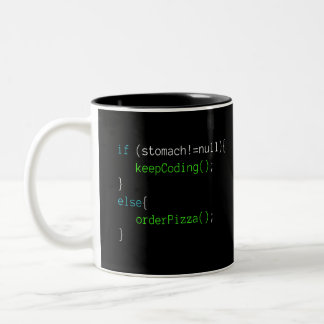 Funny Code Order Pizza T-shirt for Programing Two-Tone Coffee Mug