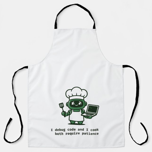 Funny Coder Apron — I Cook Like I Code (Front)