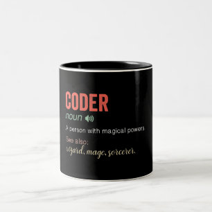 Funny Coder Definition    Two-Tone Coffee Mug
