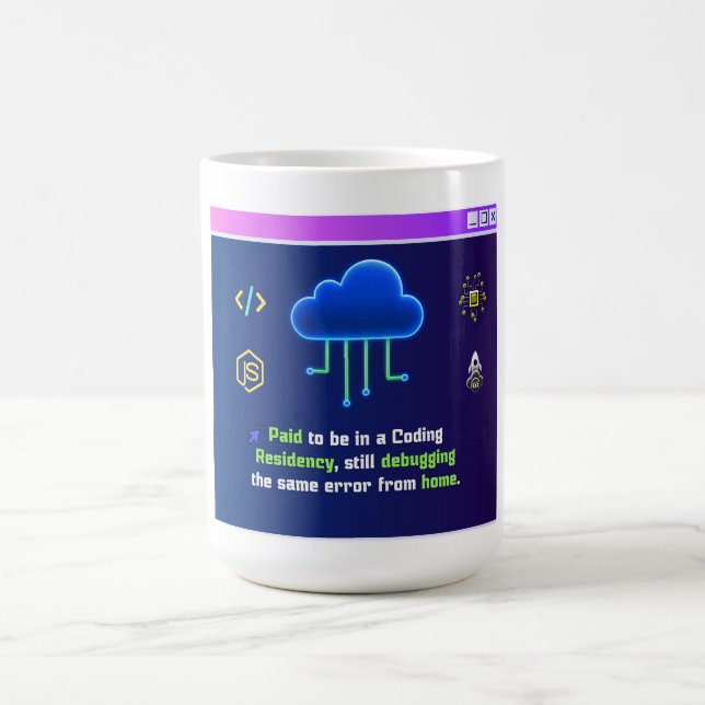Funny Coding Residency,Retro Synthwave Neon Hacker Coffee Mug (Center)