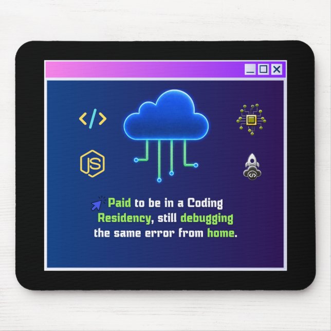 Funny Coding Residency,Retro Synthwave Neon Hacker Mouse Pad (Front)