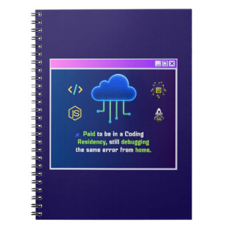 Funny Coding Residency,Retro Synthwave Neon Hacker Notebook