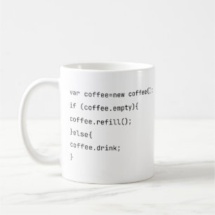 Funny Coding var coffee = new Coffee() Programmers Coffee Mug