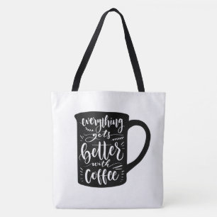Funny Coffee Addict Java, Latte Caffeine Quote Tote Bag
