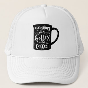Funny Coffee Addict Java, Latte Caffeine Quote Trucker Hat