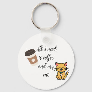 Funny Coffee and Cat Keychain