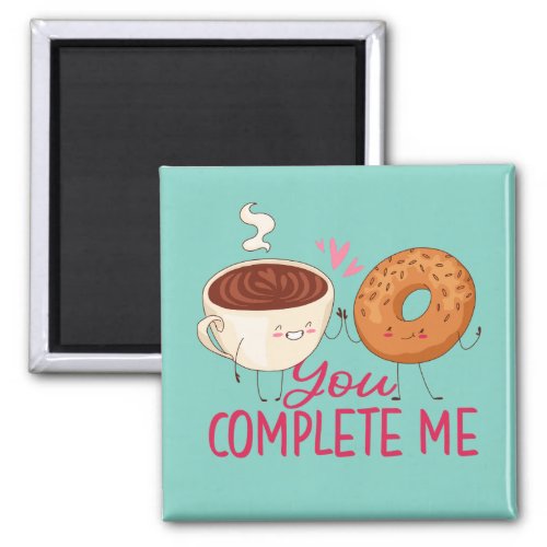 Funny Coffee and Donut Cute Valentines Day Magnet