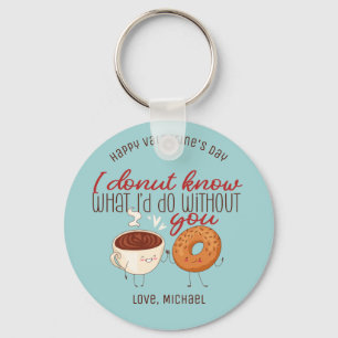 Funny Coffee and Donut Pun Cute Valentine's Day Keychain