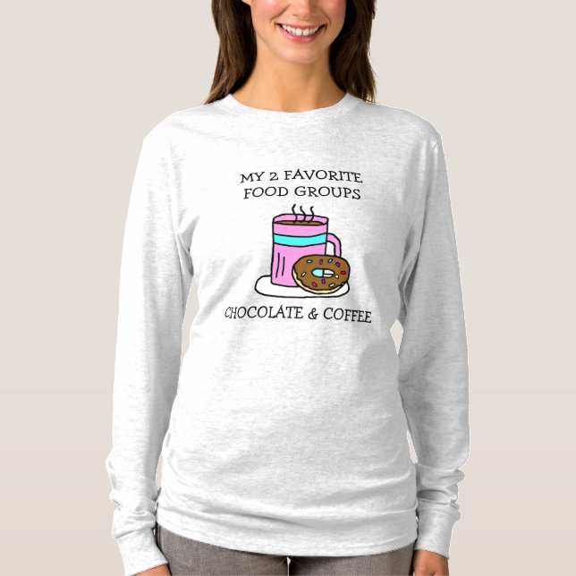 Funny Coffee and DonutsHumor T-Shirt (Front)