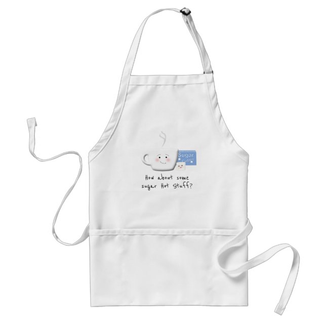 Funny Coffee and Sugar Cartoon Adult Apron (Front)