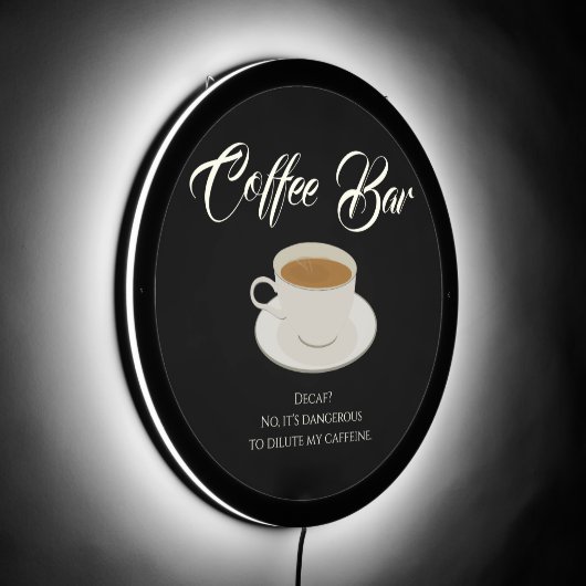 Funny Coffee Bar LED Sign (Angle)