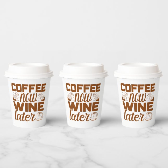 funny coffee bar party word art paper cups (Multi)