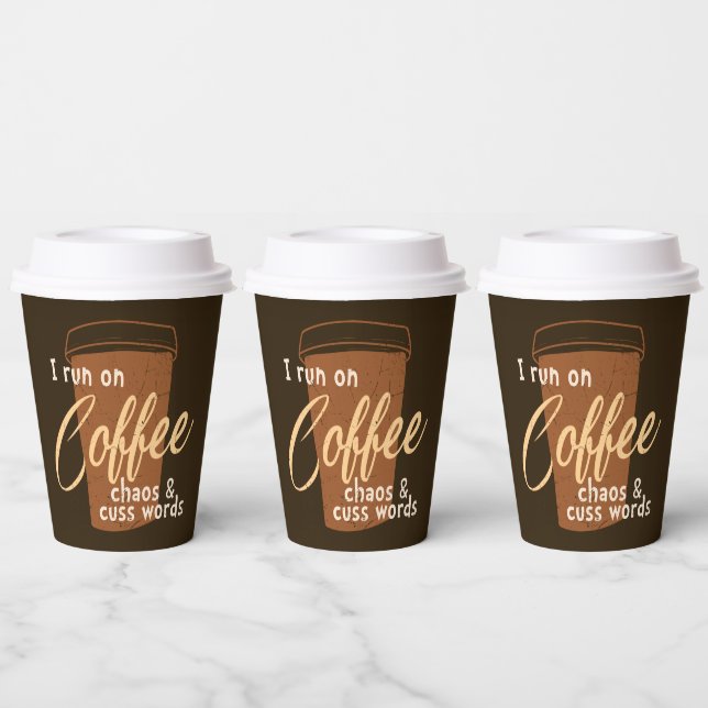 Funny coffee bar word art paper cups (Multi)