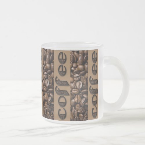 Funny Coffee Beans Typography Coffee Lover Glass Frosted Glass Coffee Mug