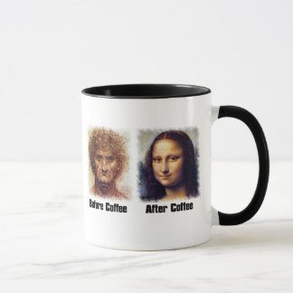 Funny Coffee Before and After - Da Vinci Mona Lisa Mug