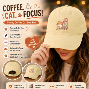 Funny Coffee Cat Dad Hat, Cute Programmer Baseball Hat