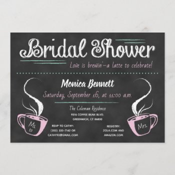 Funny Coffee Chalkboard Bridal Shower Invitation by Camellia_Memories at Zazzle