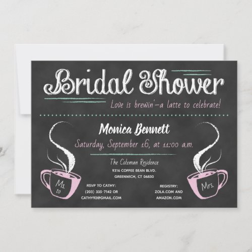 Funny Coffee Chalkboard Bridal Shower Invitation