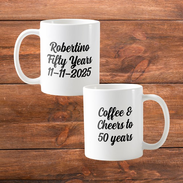 Funny Coffee Cheers 50 Years 50th Birthday Coffee Mug (Creator Uploaded)