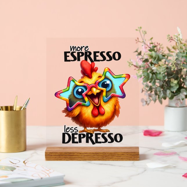 Funny coffee chicken word art acrylic sign (Wedding)