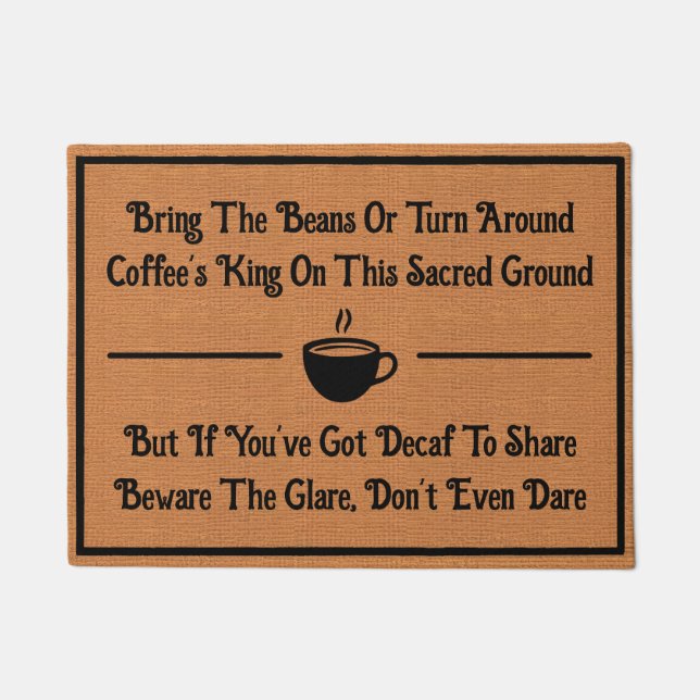 Funny Coffee Decaf Humor Minimalist Rustic Doormat (Front)